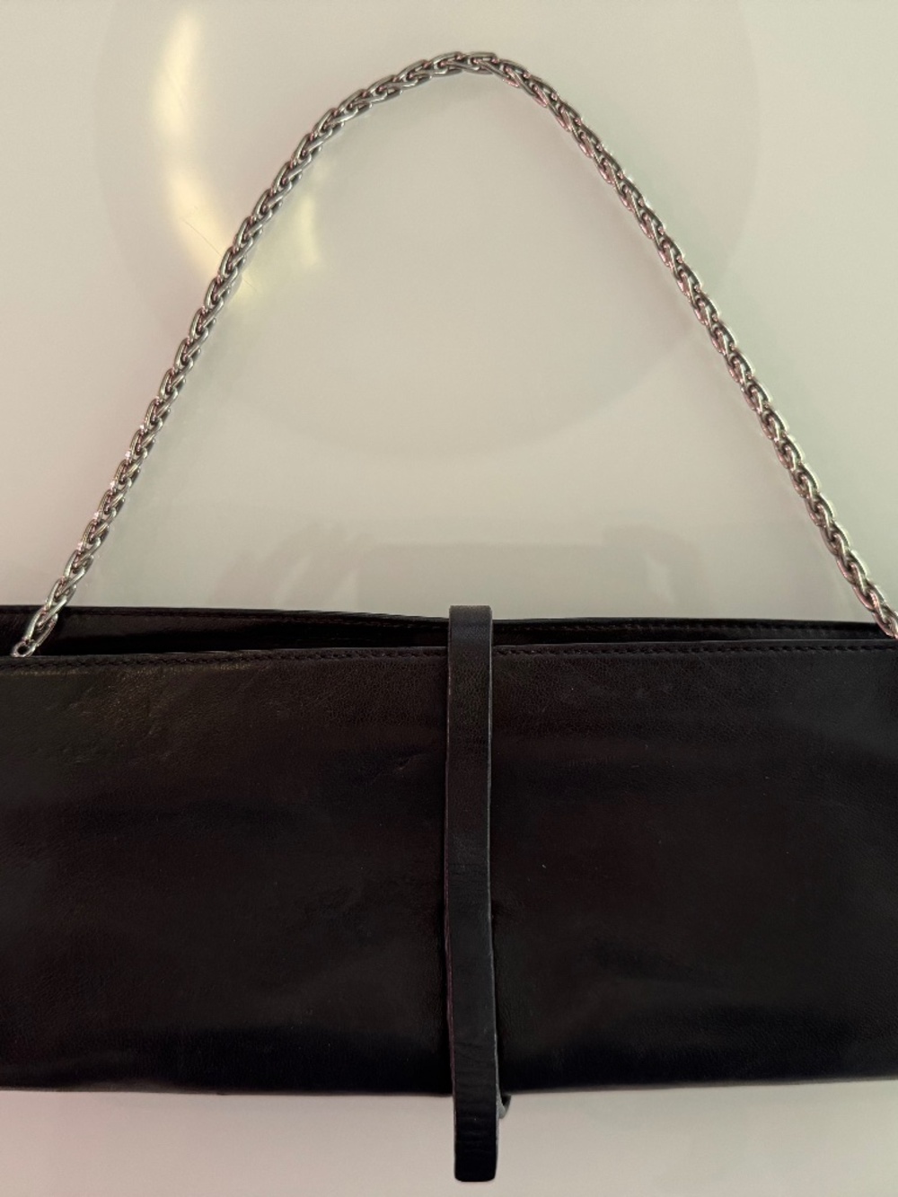 Vintage Jil Sander Black Leather Evening Clutch Shoulder Bag